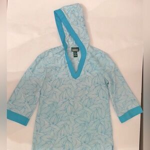 VTG LL BEAN Swim Bathing Suit Cover Up Beach Hood Pullover‎ Lightweight S